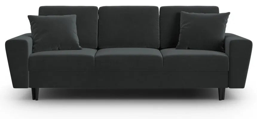 Ciemnoszara aksamitna rozkładana/ze schowkiem sofa 235 cm Kyoto – Cosmopolitan Design