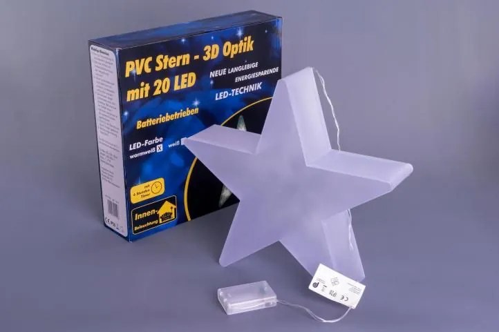 Świąteczna gwiazda z efektem 3D - 35 cm, 20 LED, ciepła biel