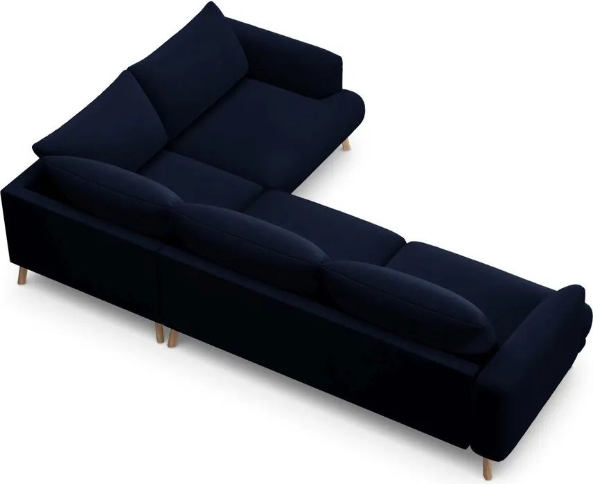 Ciemnoniebieski aksamitny narożnik (prawostronny/w kształcie litery L) Naomi – Micadoni