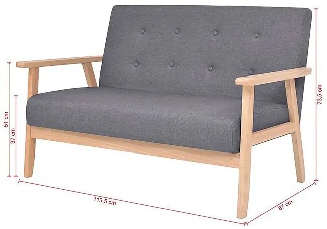 2-osobowa ciemnoszara sofa retro E4-W00