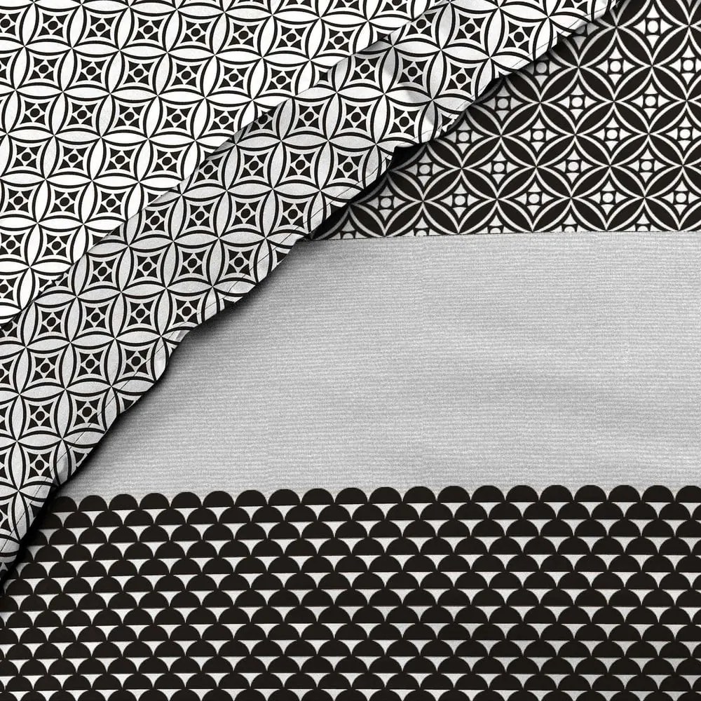 Czarno-biała bawełniana pościel dwuosobowa z prześcieradłem/6-częściowa 240x220 cm Meiko – douceur d'intérieur
