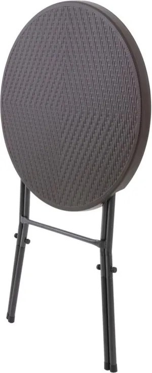 Ogrodowy barowy stół okrągły z ratanowym wzorem 110 cm - brązowy