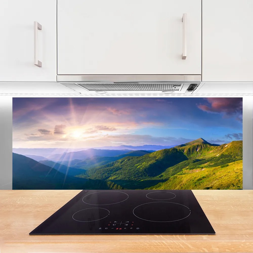 Dekor Szklany do Kuchni Słoneczna Polana Pod Szczytami