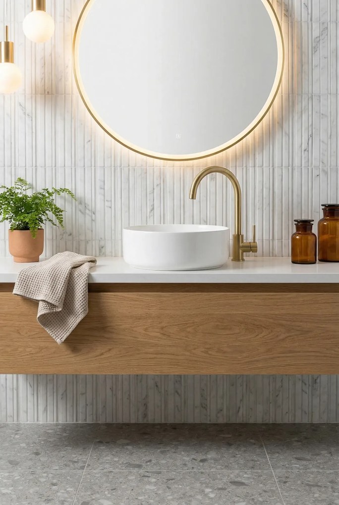 Biała Okrągła Umywalka Ceramiczna Na Blat K6-M41