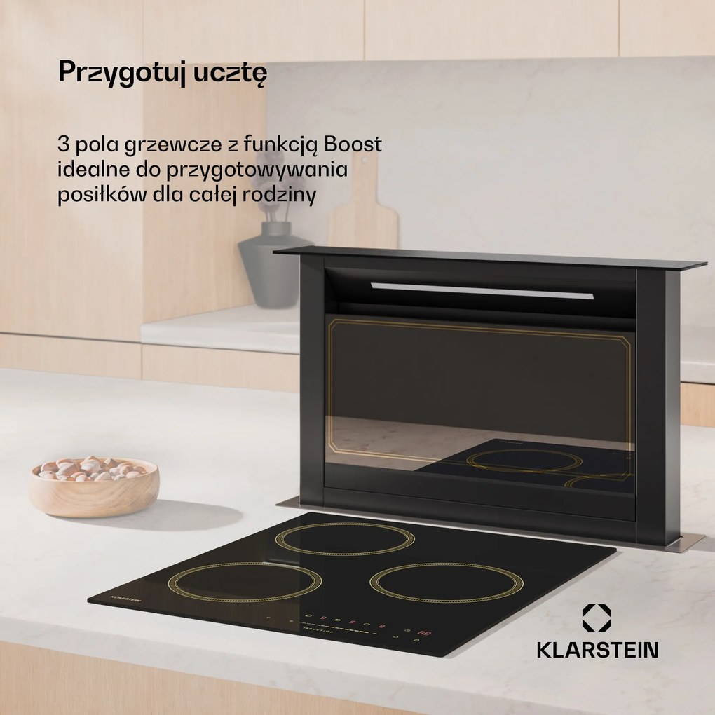 Klarstein Victoria 45cm Płyta Indukcyjna 3 Strefy Gotowania Czarny