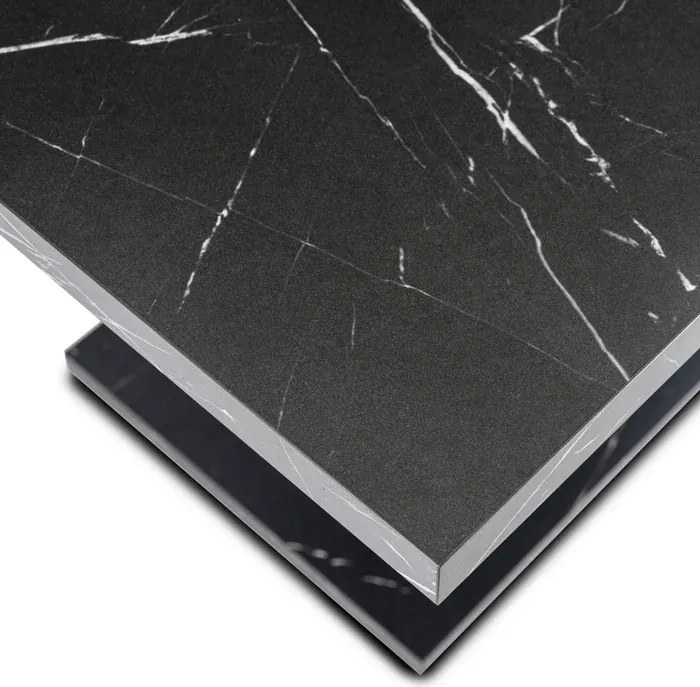 Stół Prostokątny Rozkładany CLARK 120-160 cm Czarny Marmur Glamour