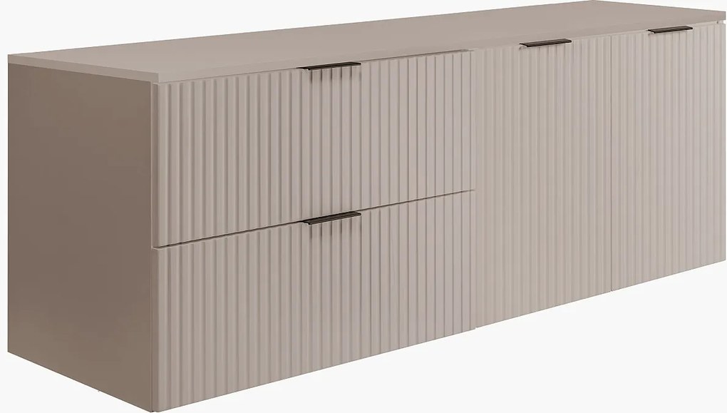 Zestaw łazienkowy: szafka z szufladami i szafka z drzwiami 57×46×160 cm, kolor: kaszmir / kaszmir, uchwyt czarny