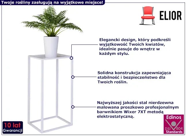 Biały stojak na kwiaty z metalowym stelażem T0-A14