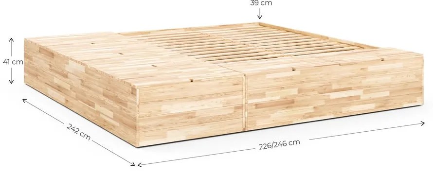 Łóżko dwuosobowe z litego drewna sosnowego ze schowkiem i stelażem 160x200 cm Basement Bed – Karup Design