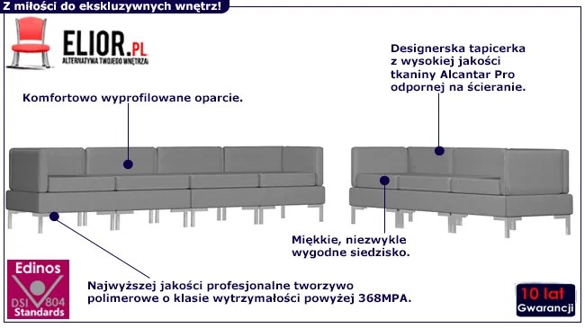 Tapicerowany 7-osobowy zestaw wypoczynkowy Marsala 3X - Ciemnoszary