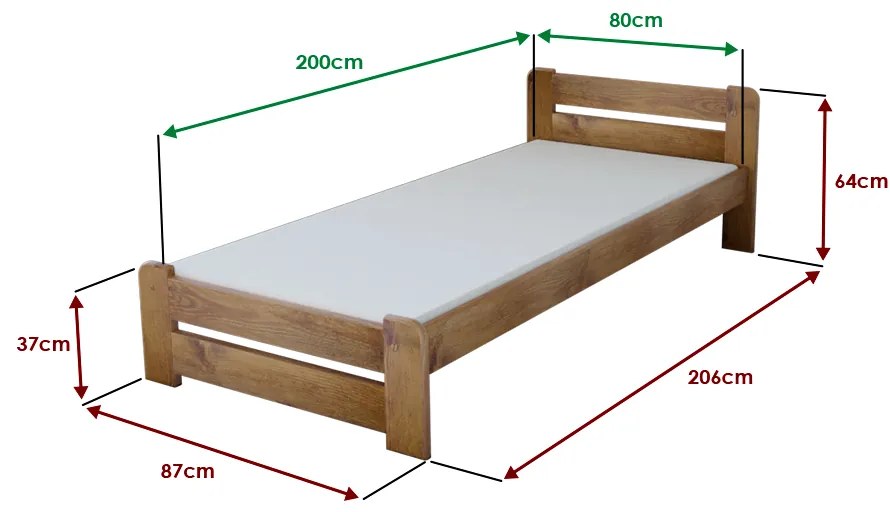 Łóżko Laura 80 x 200, dąb Materac: Materac Sommera 18 cm