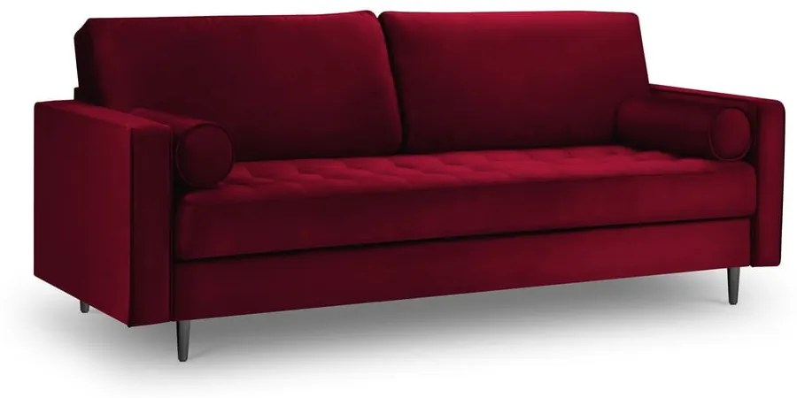 Czerwona aksamitna sofa Milo Casa Santo, 219 cm