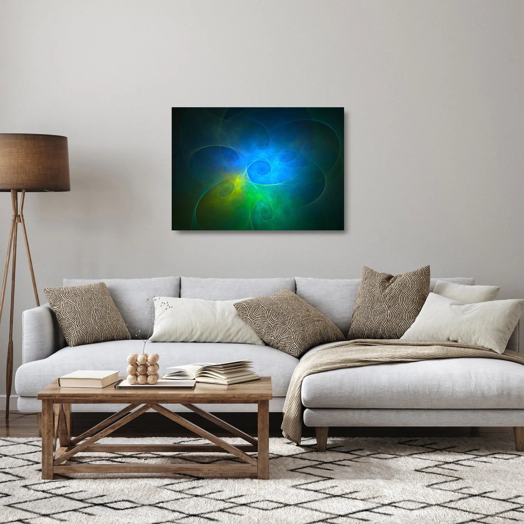 Obraz na szkle - niebieska abstrakcja (70x50 cm)