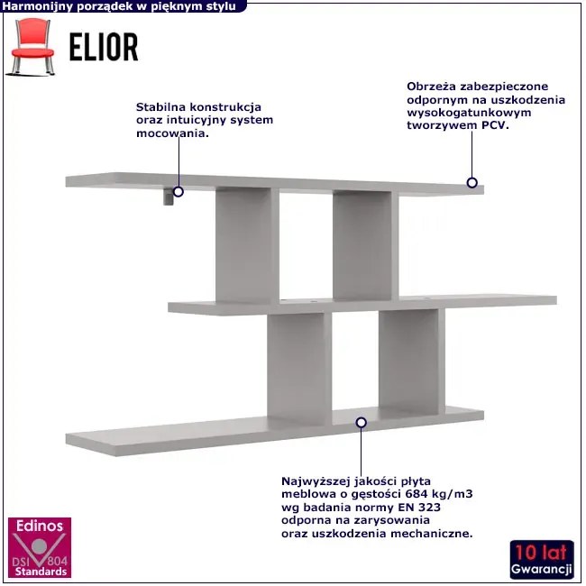 Szara nowoczesna półka wisząca S9-K99