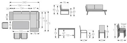 EXPERT PLUS AVERSA TEAK - 6-częściowy aluminiowy zestaw ogrodowy