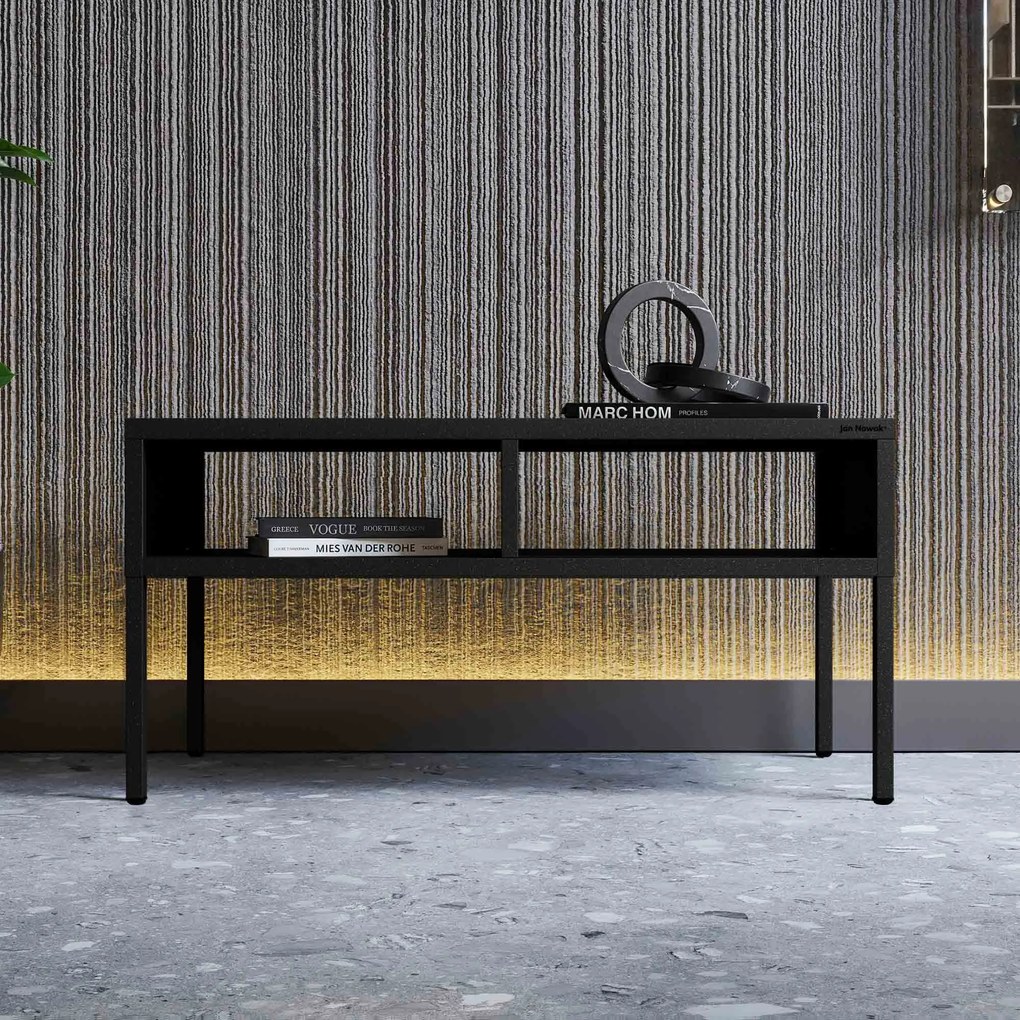Stolik kawowy metalowy prostokątny czarny, 900x450x450 mm: MATTEO