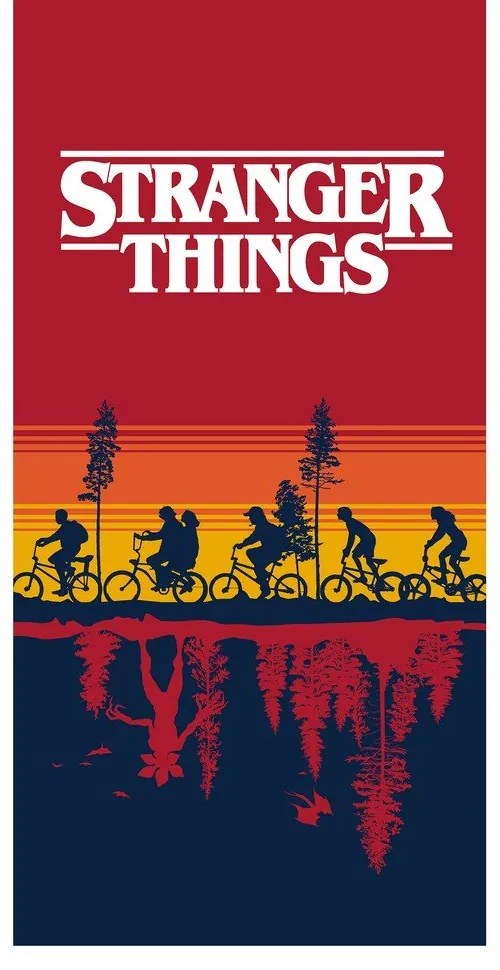 Czerwony bawełniany ręcznik dziecięcy 70x140 cm Stranger Things – Jerry Fabrics