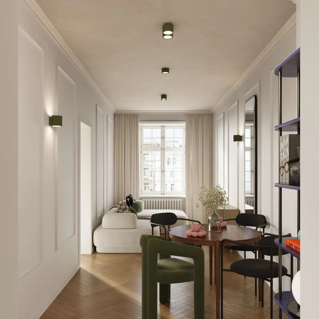 Plafon dwupunktowy AURA 2 zielony oliwkowy GX53 ryflowany SOLLUX  LIGHTING