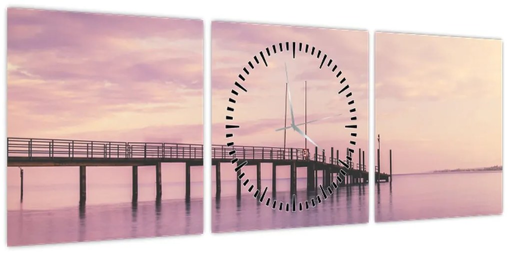 Obraz - Port (z zegarem) (90x30 cm)