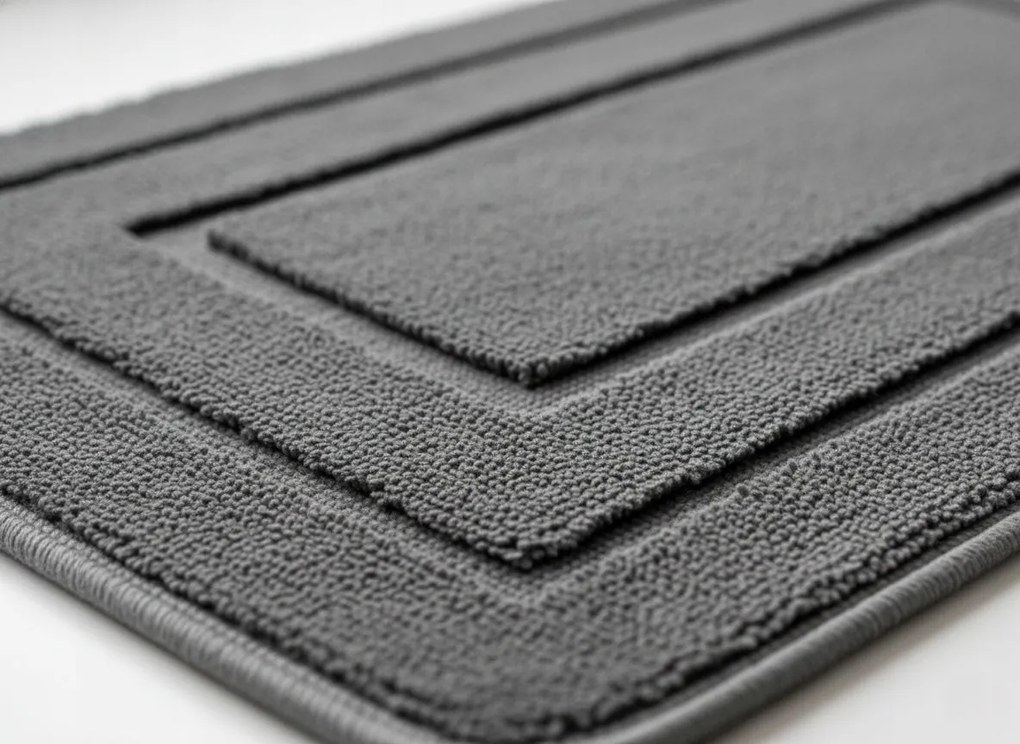 Dywanik Łazienkowy Ciemnoszary 40x60 cm Gumowy Spód Antypoślizgowy Ozdobny