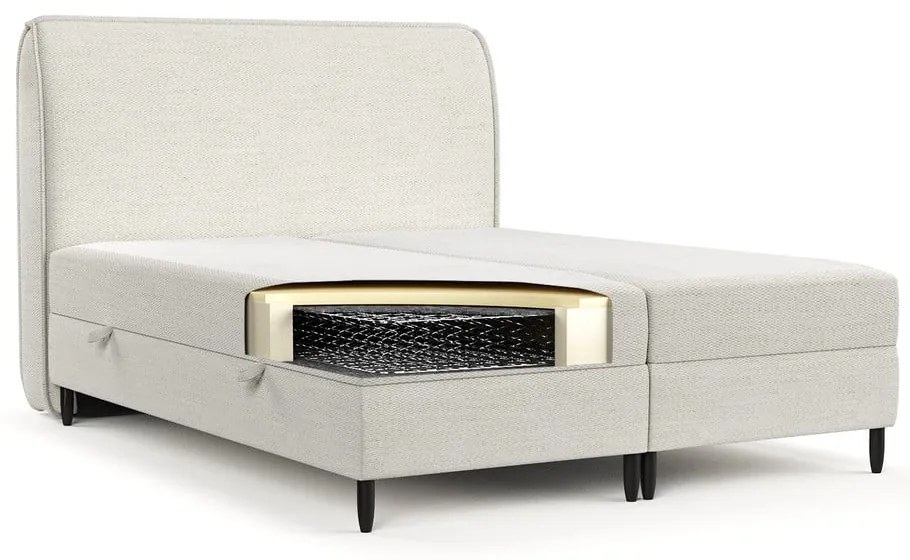 Kremowe łóżko boxspring ze schowkiem 180x200 cm Melba – Maison de Rêve