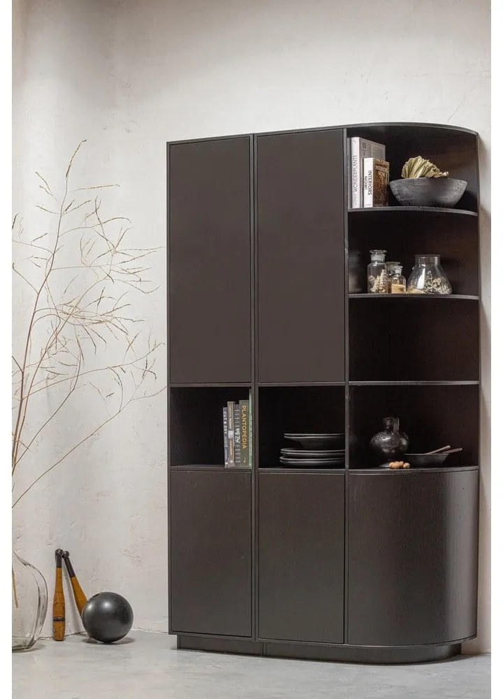 Czarny regał modułowy z litego drewna sosnowego 78x210 cm Finca – WOOOD