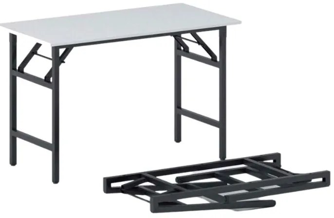 Stół konferencyjny FAST READY, 120x60 cm, czarna podstawa, biały