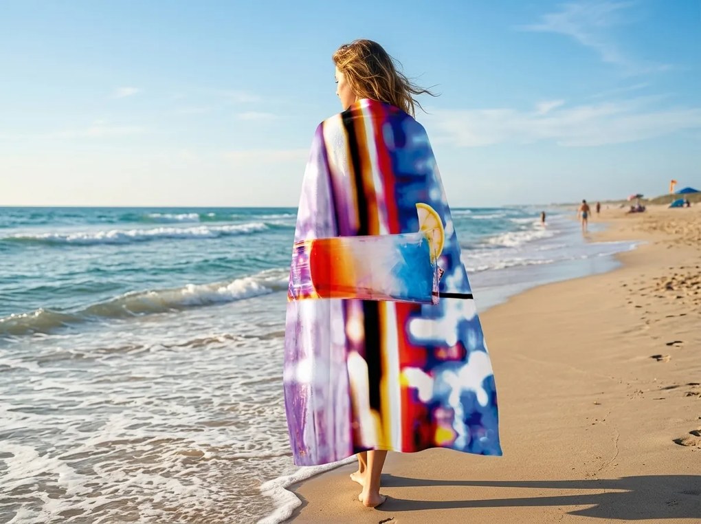 Ręcznik plażowy XXL szybkoschnący FRIZZEL kolorowy 150 x 210 cm, 100% mikrofibra