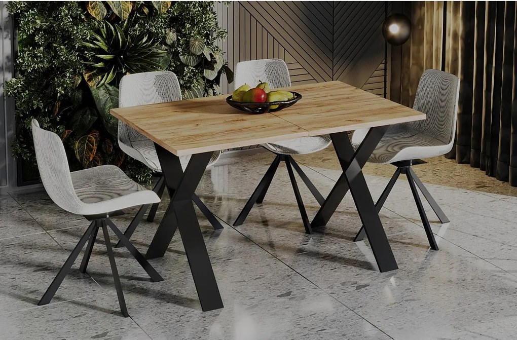 Stół rozkładany X 130(210)x80 dąb złoty craft