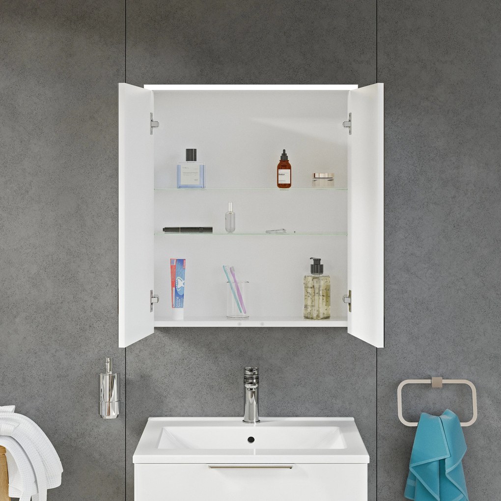 Szafka łazienkowa SOLO z oświetleniem LED i lustrem 60 cm