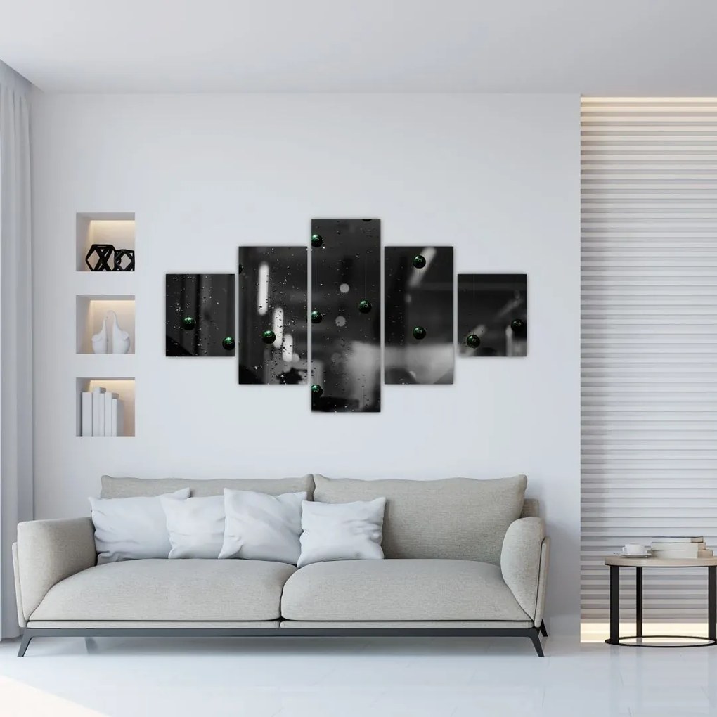 Abstrakcyjny obraz - zielone kulki (125x70 cm)
