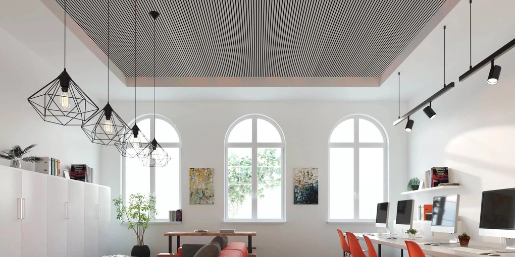 Drewniany panel akustyczny, 2400 x 600 mm, B2BP009, dąb grafitowy