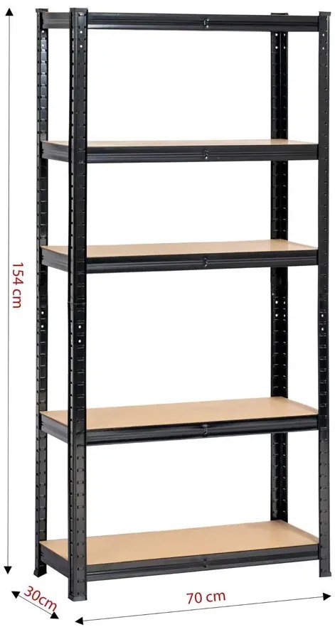 Czarny regał magazynowy 154 cm - Filove 3X