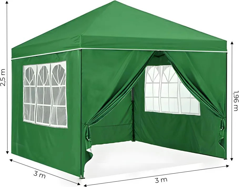 Automatyczny namiot ogrodowy 3x3 m z oknami Gardenia 4W-GR, zielony