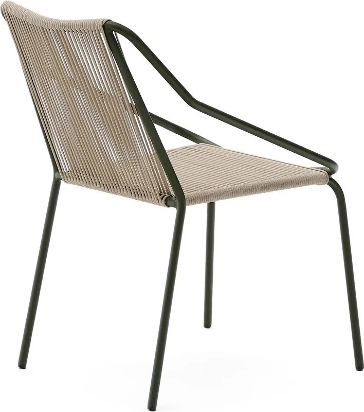Ciemnozielono-beżowe metalowe krzesło ogrodowe Zivia – Kave Home