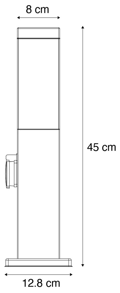 Zewnetrzna Lampa ogrodowa ciemnoszara 45 cm z gniazdem IP44 - Malios Nowoczesny Oswietlenie zewnetrzne