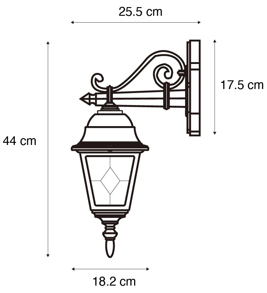 Zewnetrzna Antyczna zewnętrzna lampa ścienna brązowa - Antigua Down Rustykalny / Vintage Oswietlenie zewnetrzne