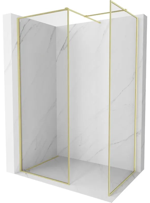 Mexen Kioto-F ścianka prysznicowa Walk-in z ramką 160 x 85 cm, transparent 8 mm, złota szczotkowana - 800-160-202-04-55-085