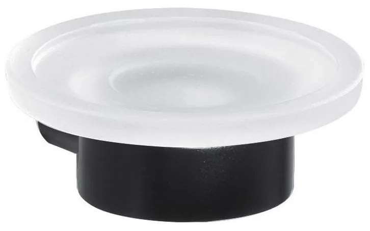 Gedy - Naścienna mydelniczka PIRENEI mleczne szkło/matowa czerń