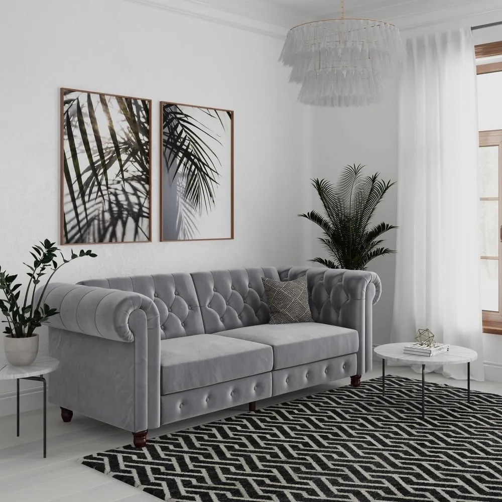 Jasnoszara aksamitna sofa 236 cm Felix – Støraa