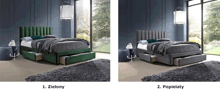 Łóżko dwuosobowe z szufladami popiel E9-K90