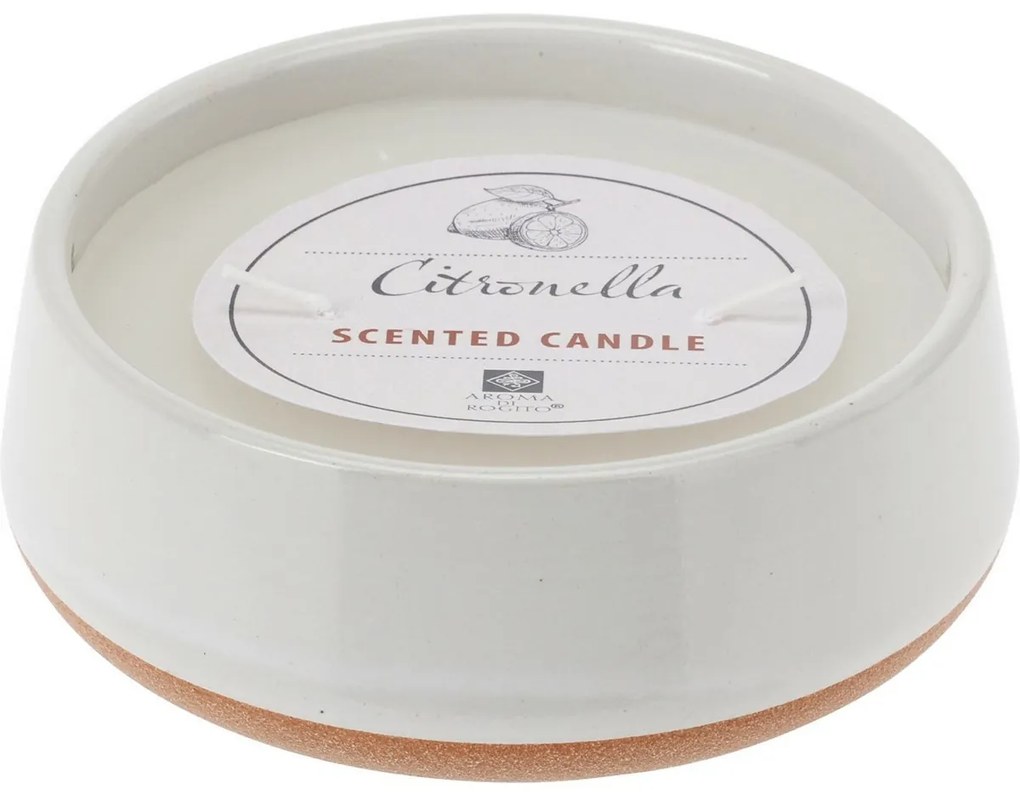 Świeca odstraszająca Citronella, biała, 420 g, 12x 4,5 cm