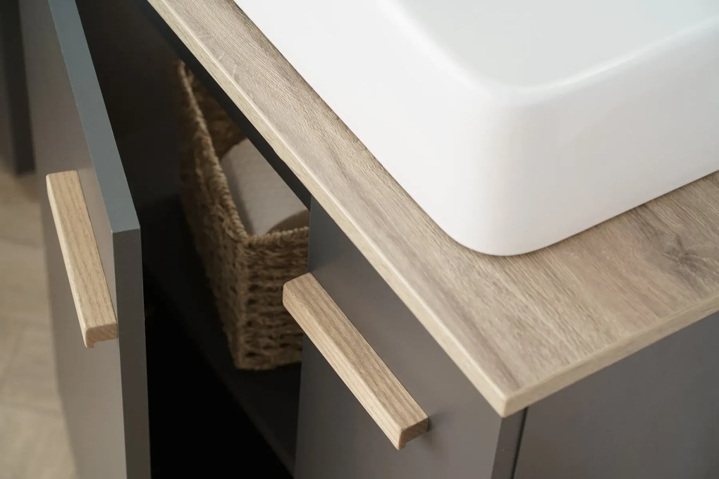 Szafka pod umywalkę L-WOOD 59 cm antracyt mat KROFAM