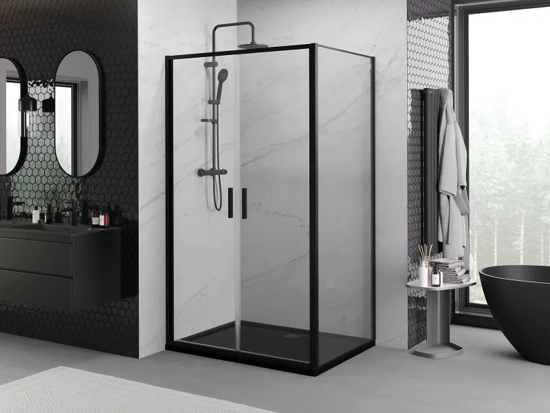Mexen Exo kabina prysznicowa uchylna 100 x 80 cm, transparent, czarna - 814-100-080-70-00