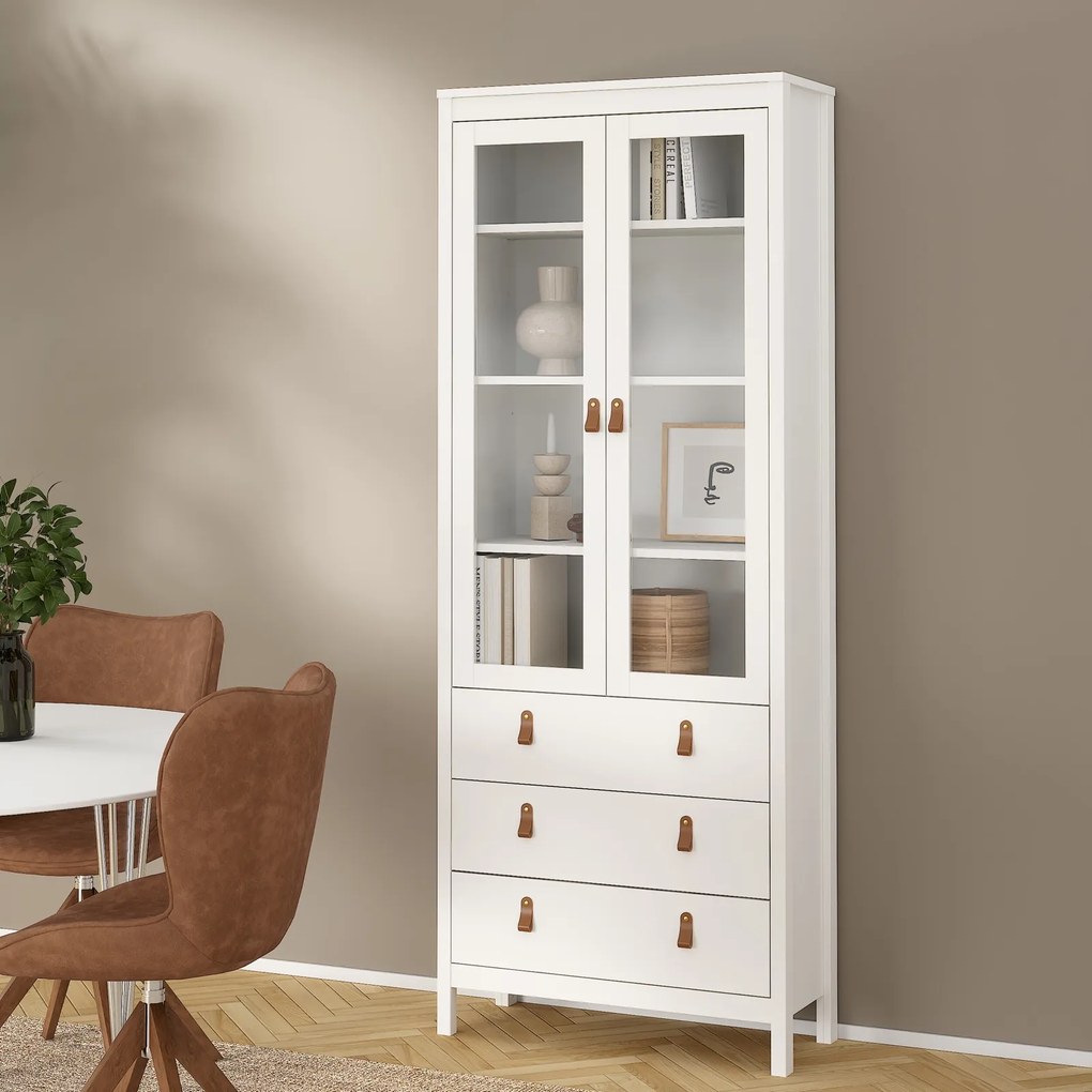 Witryna z przeszklonymi drzwiami Madrid biały mat