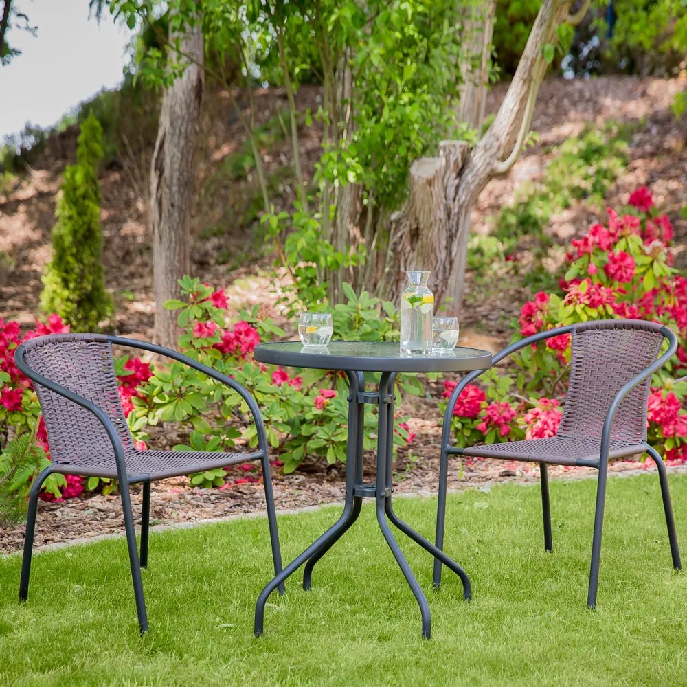 Stolik ogrodowy Bistro 60 cm szklany / antracyt PATIO