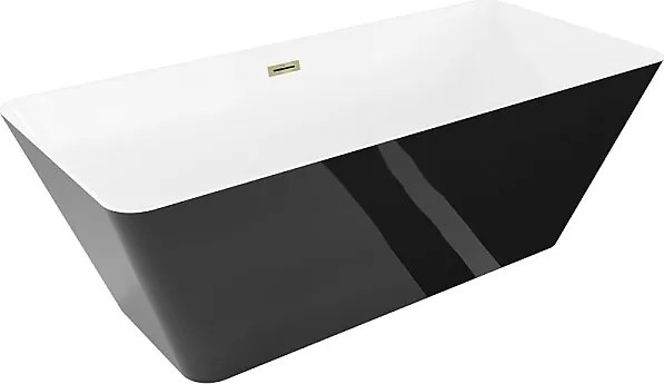 Mexen Velo Slim wanna wolnostojąca 170 x 75 cm, biała/czarna, przelew złoty - 52811707575-50