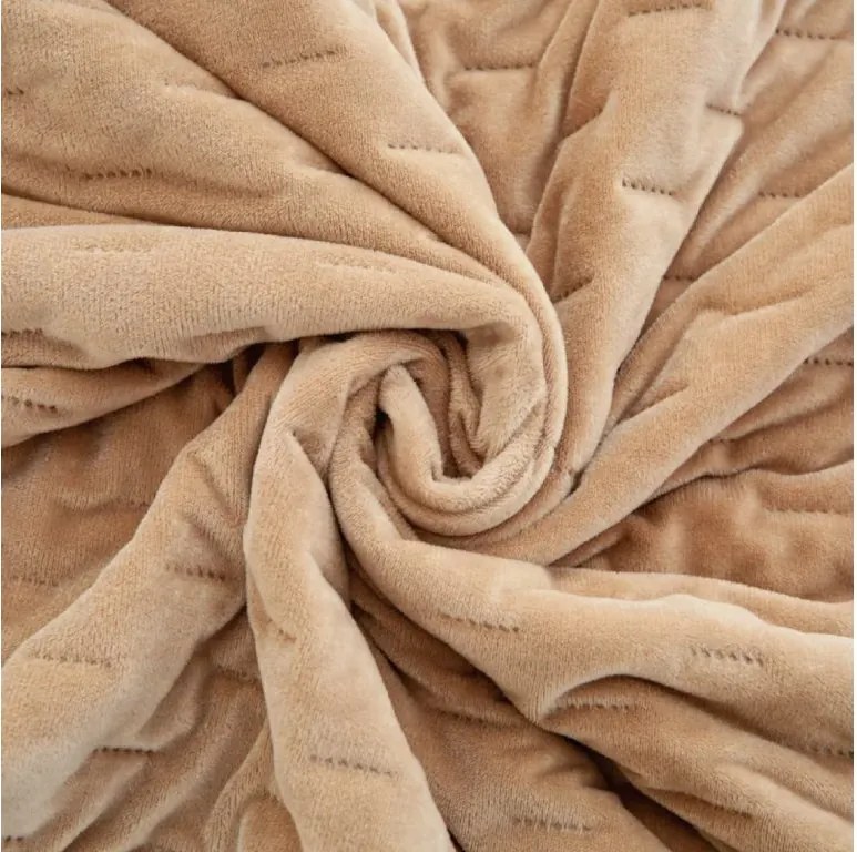 Aksamitna narzuta na łóżko ASTRALIA, ciemny beżowy Rozmiar: 170 x 210 cm