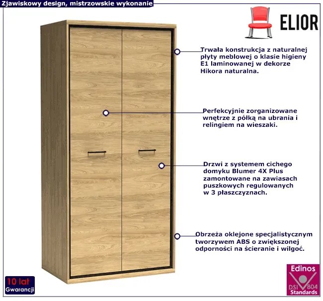 Szafa dwudrzwiowa hikora naturalna Hortif 7X