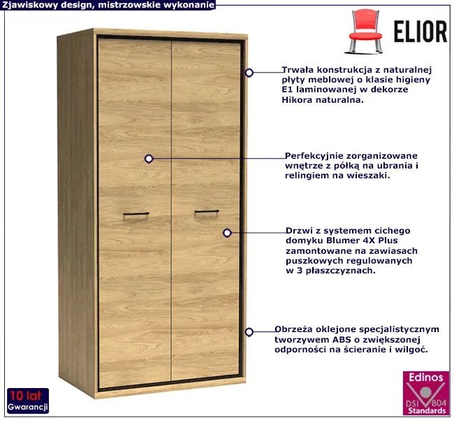 Szafa dwudrzwiowa hikora naturalna Z5-H34